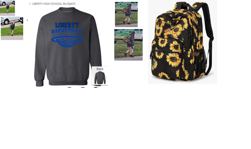 Surveillance photos of missing girl wearing a gray Liberty Blue Jays hooded sweatshirt and sunflower bacpkpack