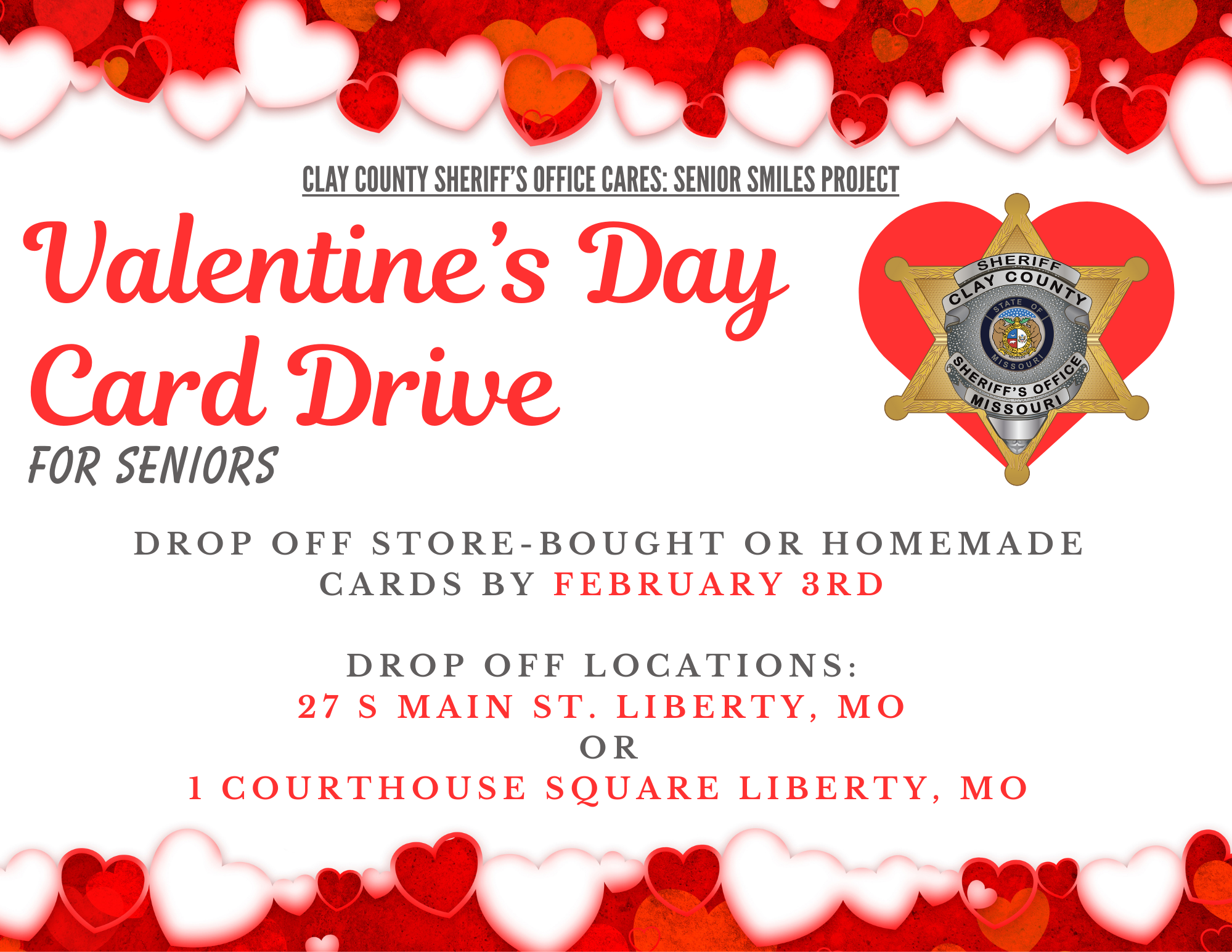 Sheriff's Office collecting Valentines for seniors