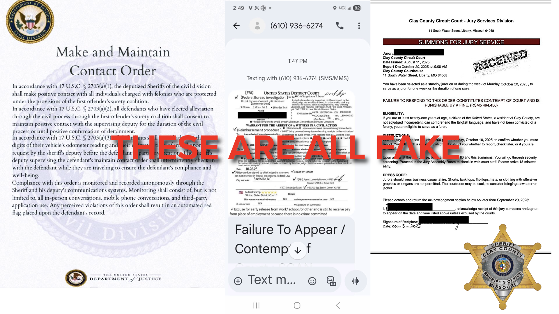 Relentless scammers impersonating deputies, texting fake documents
